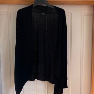 Eileen Fisher Black Open-Front Wool Cardigan Size S